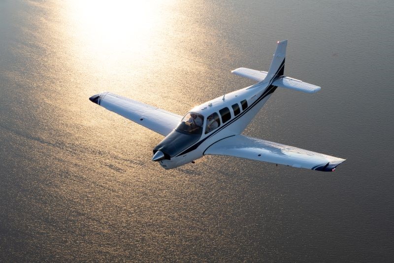 aerial shot of Bonanza with McCauley governor propeller